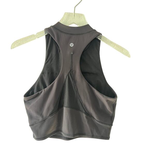 Lululemon Everlux and Mesh Cropped Tank 8 Black Racerback Activewear - Picture 4 of 9